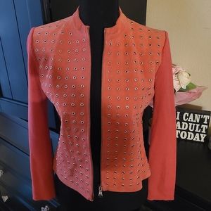 SUEDE RIVET AND KNIT JACKET SZ SM